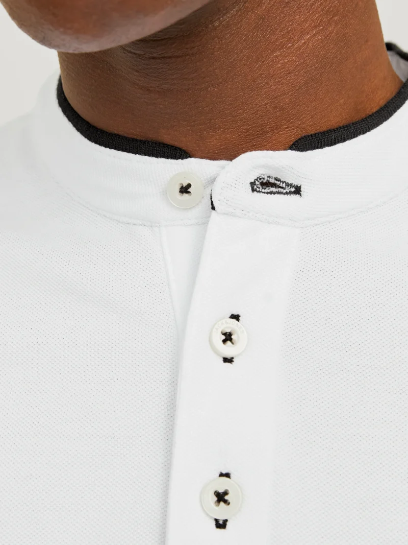 JACK & JONES jjepaulos mao polo ss noos Homme 12199711-BLANC – Image 2