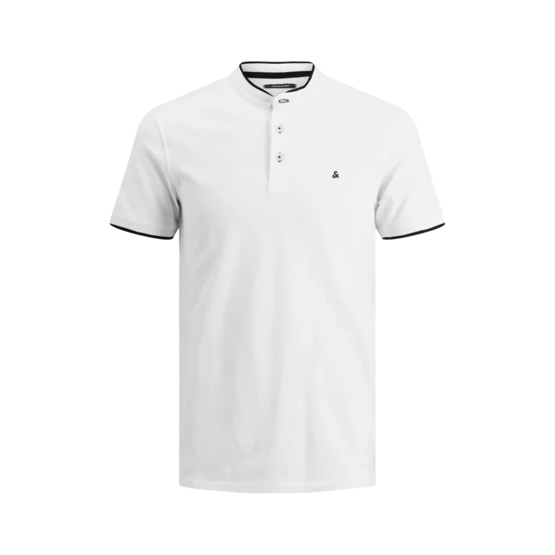 JACK & JONES jjepaulos mao polo ss noos Homme 12199711-BLANC