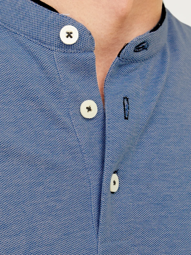 JACK & JONES jjepaulos mao polo ss noos Homme 12199711-BLEU – Image 3