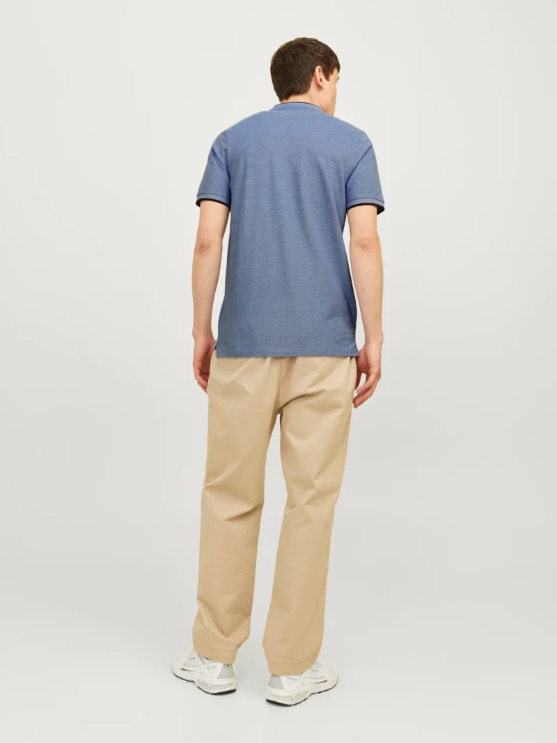 JACK & JONES jjepaulos mao polo ss noos Homme 12199711-BLEU – Image 4