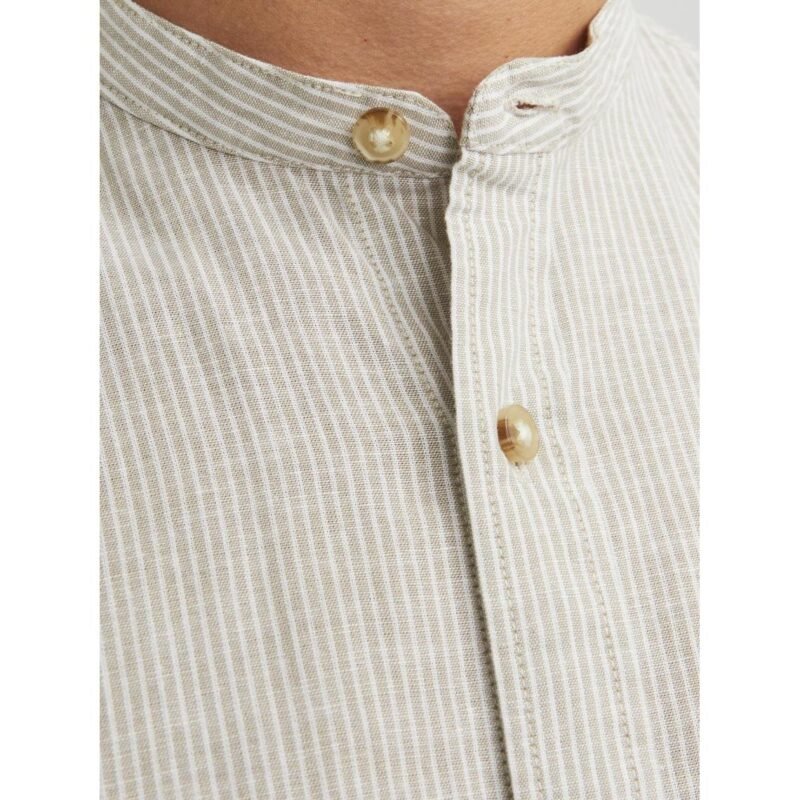 JACK & JONES jjesummer band linen shirt ls sn Homme 12248385-BEIGE – Image 2