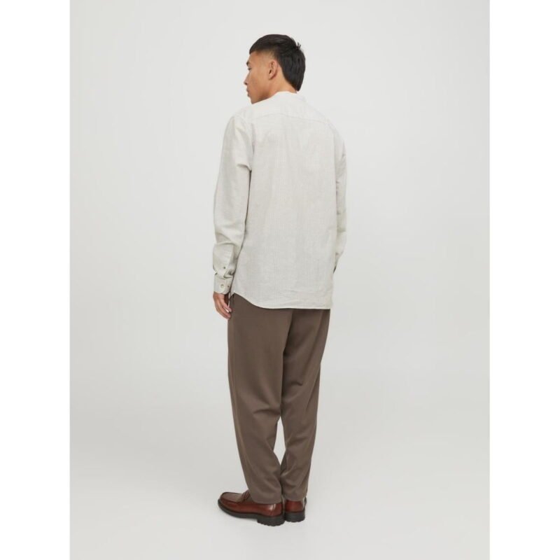 JACK & JONES jjesummer band linen shirt ls sn Homme 12248385-BEIGE – Image 3