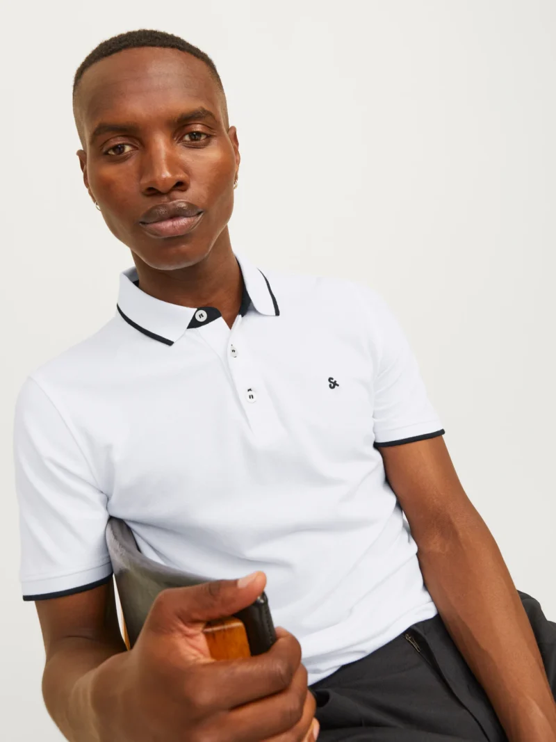 JACK & JONES jjepaulos polo ss noos Homme 121366668-WHITE – Image 8