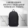 WENIG antivol sac à dos ordinateur portable 17 pouces  imperméable avec usb charging port, fonctionnel, pour loisirs/affaire/scolaire noir  Unisex – Image 5