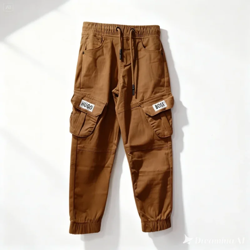 pantalon cargo enfant - BOS001-BROWN – Image 3