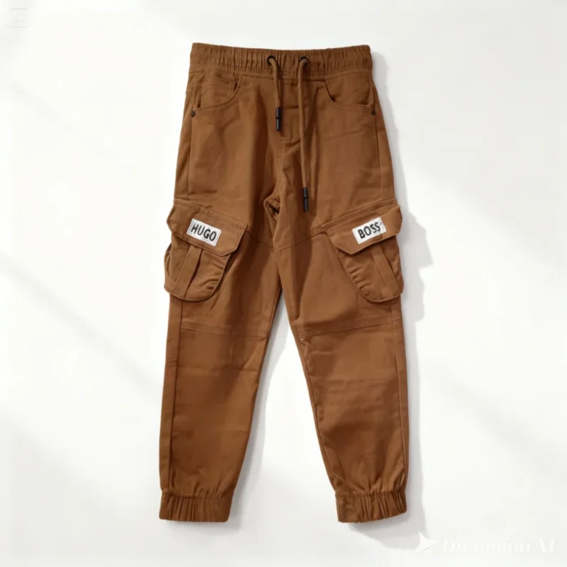 pantalon cargo enfant - BOS001-BROWN – Image 2