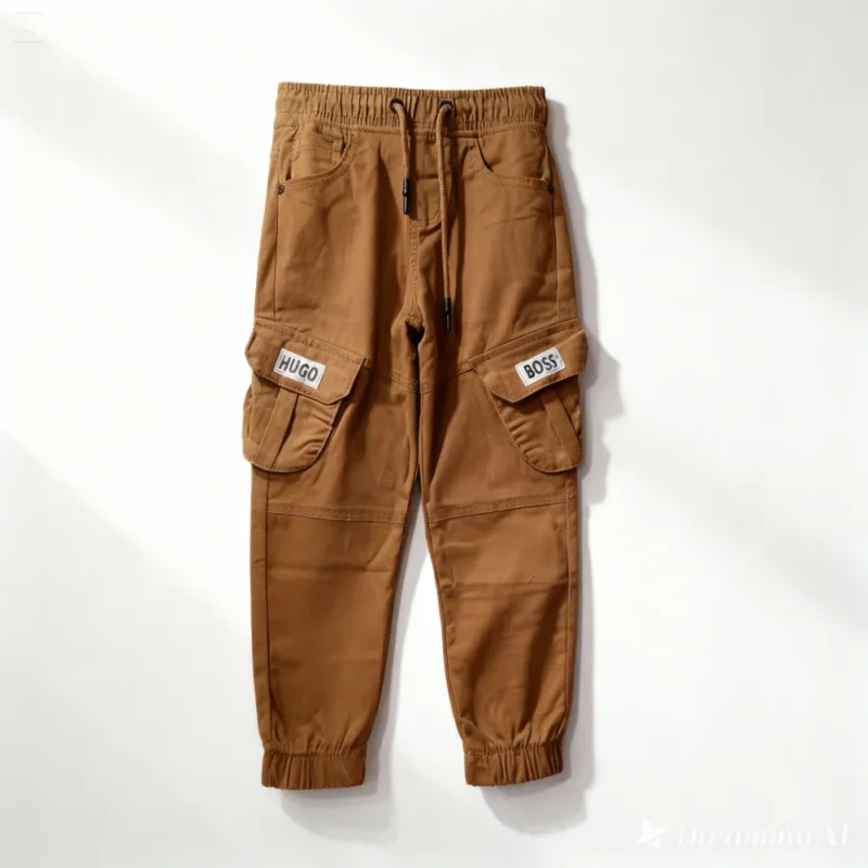 pantalon cargo enfant - BOS001-BROWN – Image 4
